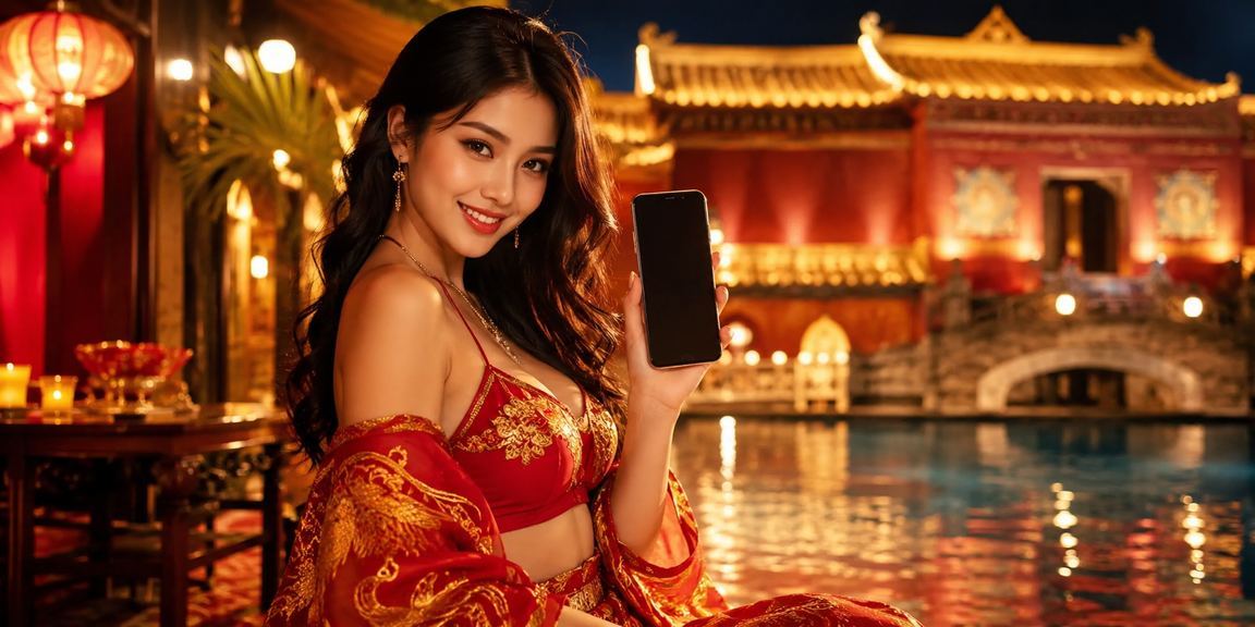 Cặp đôi tại chợ đêm Huế xem khuyến mãi đăng ký tài khoản 12100 trên điện thoại